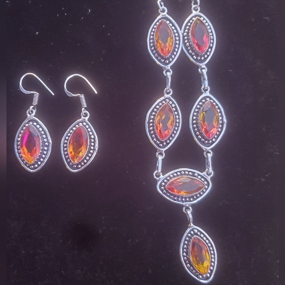 New Amertrine 925 Silver Necklace and Earrings Set. - Picture 1 of 16